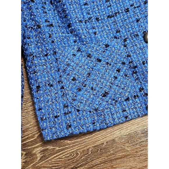 Vintage Henry Lee Women's 8 Petite Tweed Skirt Suit Set Blue Carrer Office - Picture 6 of 16